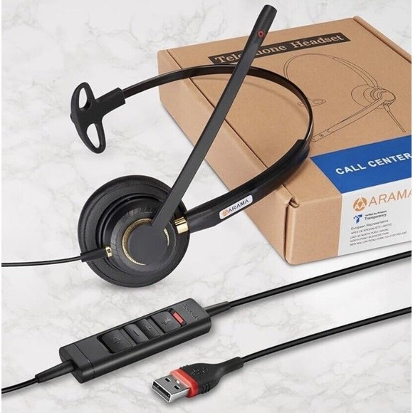 🔥HP🔥Arama A800 Noise Cancelling & Audio Controls Call Center USB Wired Headset - Picture 5 of 13